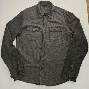 Rogue Territory Mens XL Gray Wool Blend Western Pearl Snap Shirt Two Tone Flawed